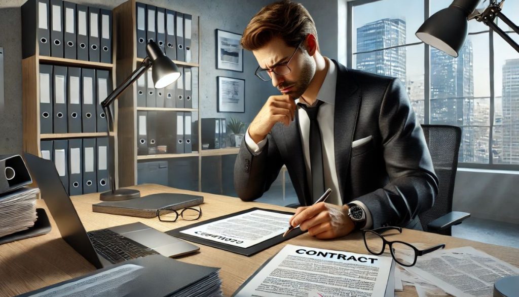 Der Arbeitnehmer ist verärgert über die Fehler, die er bei der Vertragsverwaltung gemacht hat.
