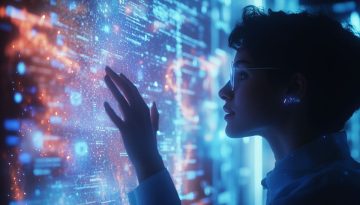 The woman is impressed with how AI is helping businesses.