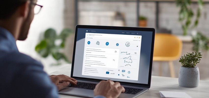 L'homme utilise un logiciel de signature électronique.