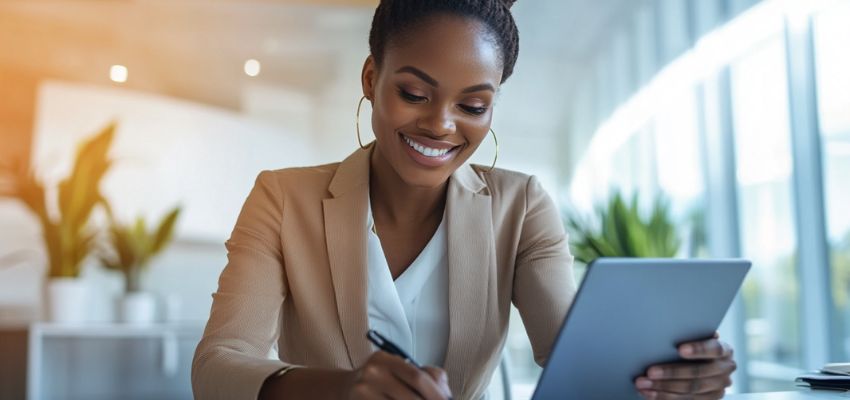 Cette femme est heureuse de bénéficier des avantages d'un logiciel de signature électronique conforme à la loi HIPAA. Il redéfinit l'efficacité et améliore l'expérience du patient.
