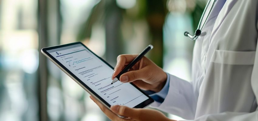 Le médecin utilise un outil pour créer un formulaire en ligne avec une signature.