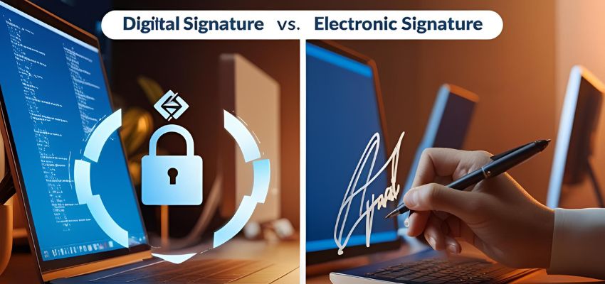 Comparación entre firma digital y firma electrónica.