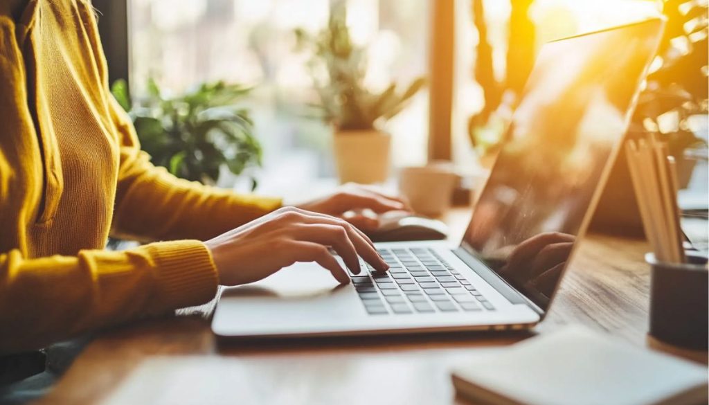 femme travaillant sur un document et ajoutant une signature électronique qualifiée